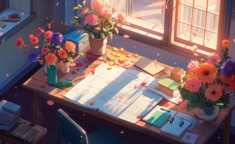 卡通感恩母亲节礼物原创插画办公室左面的小雏菊,插画/手绘图,插画/手绘图库,插画/手绘图下载,插画/手绘